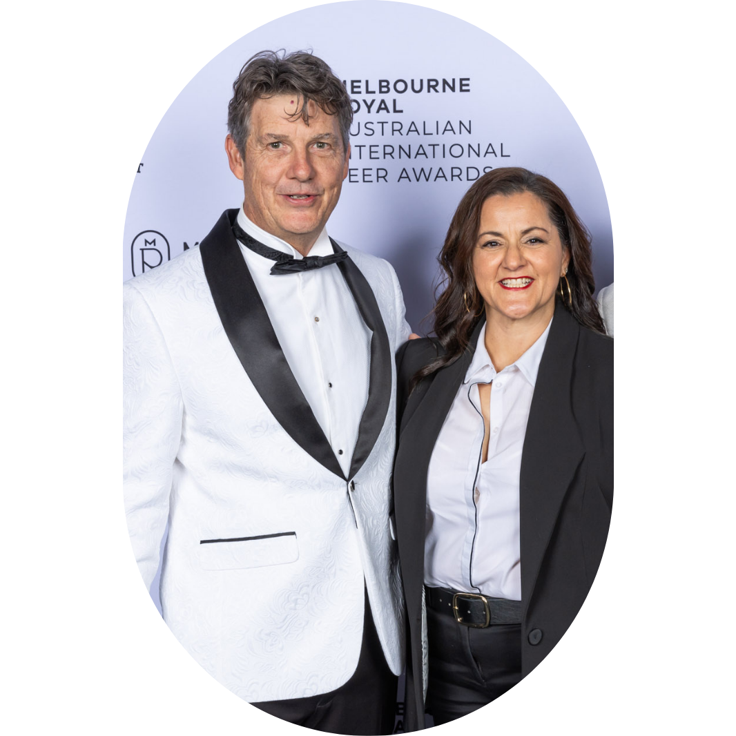 Pictured: Warren Pawsey and Tina Panoutsos at the Melbourne Royal Australian International Beer Awards