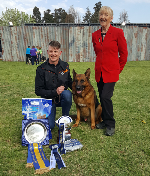 Royal Melbourne Show exhibitors Stuart and Megan MacDonald with their show dog, Quentin.