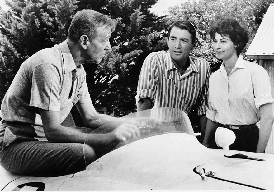 Ava Gardener, Gregory Peck, and Fred Astaire in On the Beach.