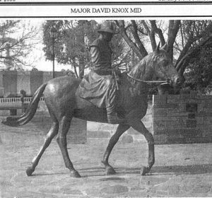 Image: “An Australian Stockman” was donated to the Society by Mrs. Diana Gibson in memory of her late father, David Knox. The statue remains today in a prominent position on the Showgrounds fronting Plummer Avenue.