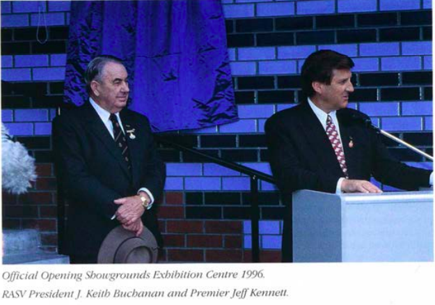 Keith Buchanan AM (left) and Jeff Kennett (right) 1996 at Melbourne Showgrounds.