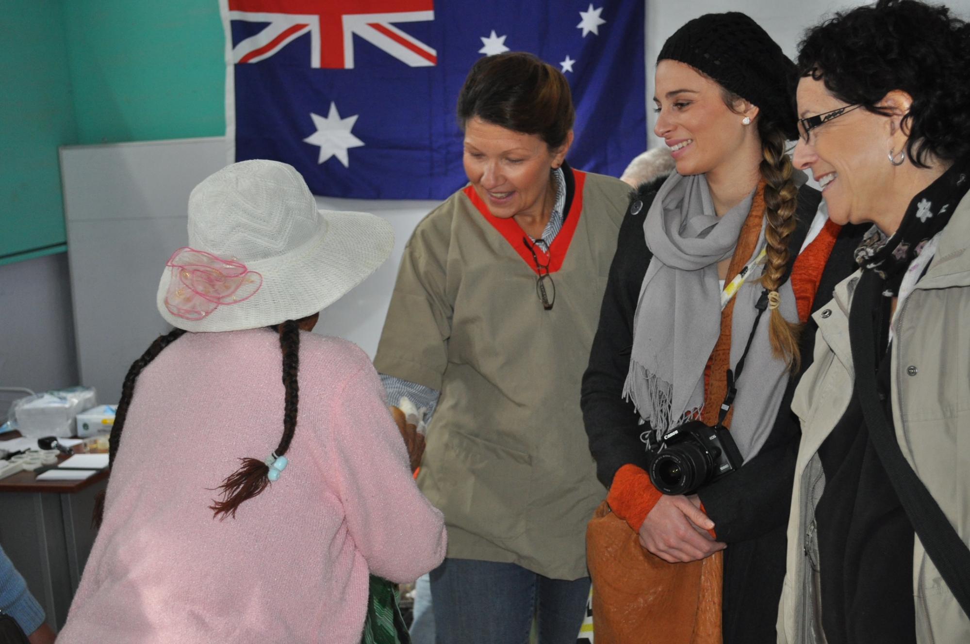 Fiona Martin being honoured during her mission in Peru.