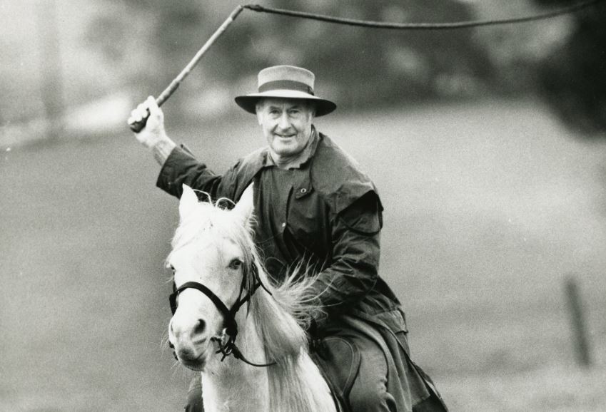 A talented horseman, Jack Rae is pictured in 1986. Image Source: Melbourne Royal Heritage Collection
